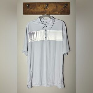 Adidas ClimaCool Grey Striped Golf Polo Shirt, Size XL